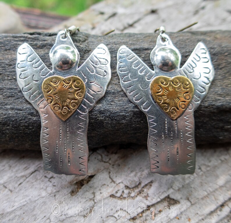 Angel Earrings Angel Jewelry Cute Angel Earrings Angel Lover Guardian Angel Earrings Mixed Metal Earrings Earrings Under 20 image 7