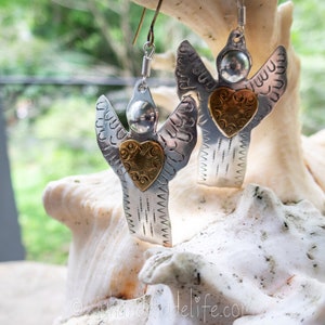 Angel Earrings Angel Jewelry Cute Angel Earrings Angel Lover Guardian Angel Earrings Mixed Metal Earrings Earrings Under 20 image 10