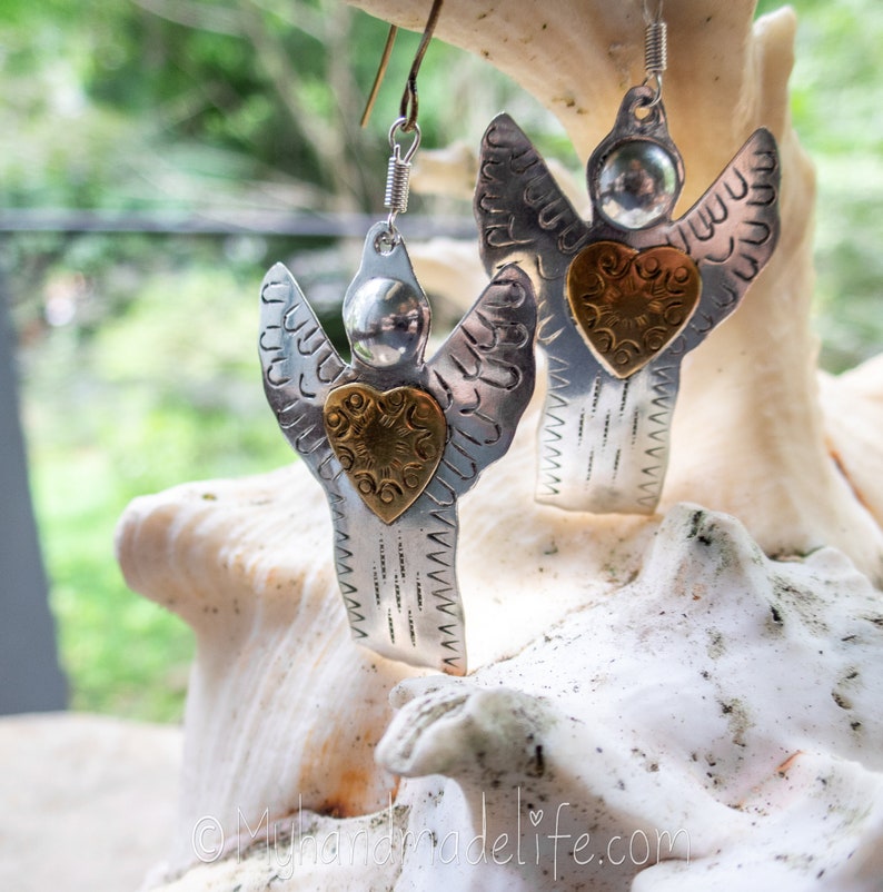 Angel Earrings Angel Jewelry Cute Angel Earrings Angel Lover Guardian Angel Earrings Mixed Metal Earrings Earrings Under 20 image 10