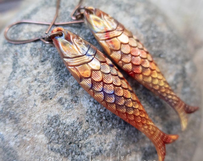 Vintage Gold Lucite Sardine Fish Earrings: German Novelty Jewelry