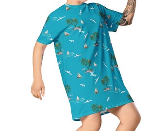 Tropical Print Vacation T Shirt Dress: Feel the Island Vibes Everywhere! Vacation Clothes | Match The Fam | Family Matching Vacation | Vacay