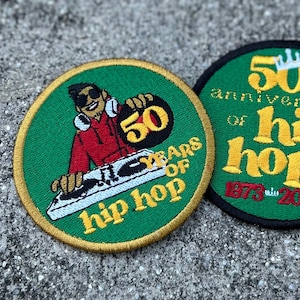 50 Years of Hip Hop Patch | Embroidered Patch Iron On Patch Rap Hip Hop Accessories Hip Hop 50th Anniversary DJ Gift Hip Hop Fashion