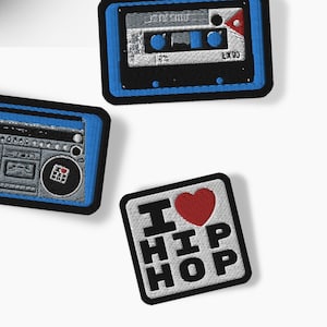 Hip Hop Party Favor | Patch Party 90s Hip Hop 80s Old School Rap Iron-On Jean Jacket Patch DIY Sew On Patch Rap Patch Collection