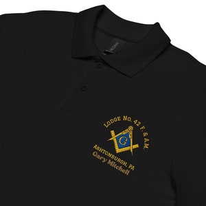 Mason Polo | Masonic Gift Freemason Personalized Polo Customized Embroidery Premium Embroidered Custom Shirt for Mason Lodge Collar Shirt