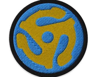 45 Adapter Iron-On Patch: Old School Music Applique (3 inch)