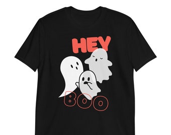 Hey Boo Ghost T-Shirt | Funny Halloween Party Tee