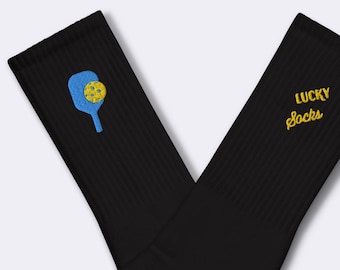 Embroidered Pickleball Socks: Lucky Sport Crew Socks