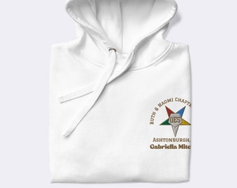 OES Hoodie | Personalized Order of the Eastern Star Hoodie Customizable Front Embroidery Premium Embroidered Hoodie Custom OES Sweatshirt