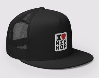 Hip Hop Trucker Hat | Rapper Hat I Love Hip Hop Gift 90s Old School Hip Hop 50th Anniversary Birthday Gift Embroidered Hip Hop 50 Hat