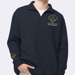 Masonic Quarter Zip Sweatshirt | Pullover Personalized Freemason Prince Hall Customized Embroidery Premium Embroidered Custom Mason Sweater
