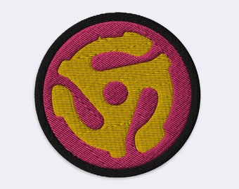 DJ Patch: Hot Pink 45 Record Embroidered Iron-On Patch