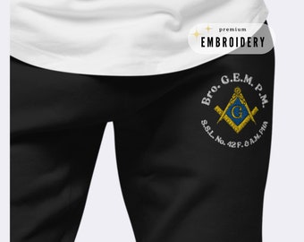 Masonic Sweatpants | Personalized Embroidered Masonic Jogger Sweatpants Masonic Gift Mason Apparel Lodge Master Mason Gift Masonic Clothing