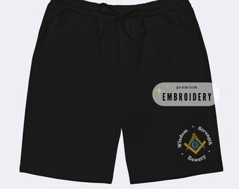 Masonic Shorts | Personalized Embroidered Masonic Mens Fleece Shorts Customizable Masonic Gift Mason Apparel Lodge Gift Mason Loungewear