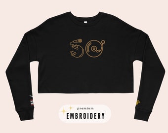 Hip Hop 50th Anniversary Cropped Sweatshirt | Embroidered Sweatshirt Ladies 50th Birthday Gift DJ Apparel Rap Gift 50 Years of Hip Hop
