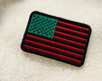 African American Flag Patch | Red Black and Green Embroidered Flag Patch Black History Crafts Afrocentric Gift Flag Embroidery Patch Jacket