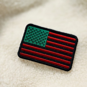 African American Flag Patch | Red Black and Green Embroidered Flag Patch Black History Crafts Afrocentric Gift Flag Embroidery Patch Jacket