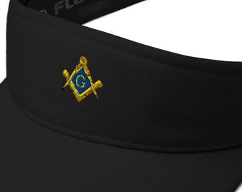 Embroidered Masonic Sun Visor | Mason Gift Idea | Low Profile Visor | Hook and Loop Closure | Masonic Symbol | Durable & Comfortable