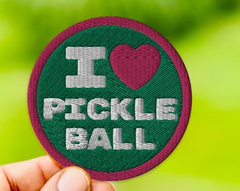 I Love Pickleball Patch | Embroidered Hat Patch Iron On Patch Pickleball Accessories Pickleball Gift Preppy Fashion Embroidery Patch Jacket