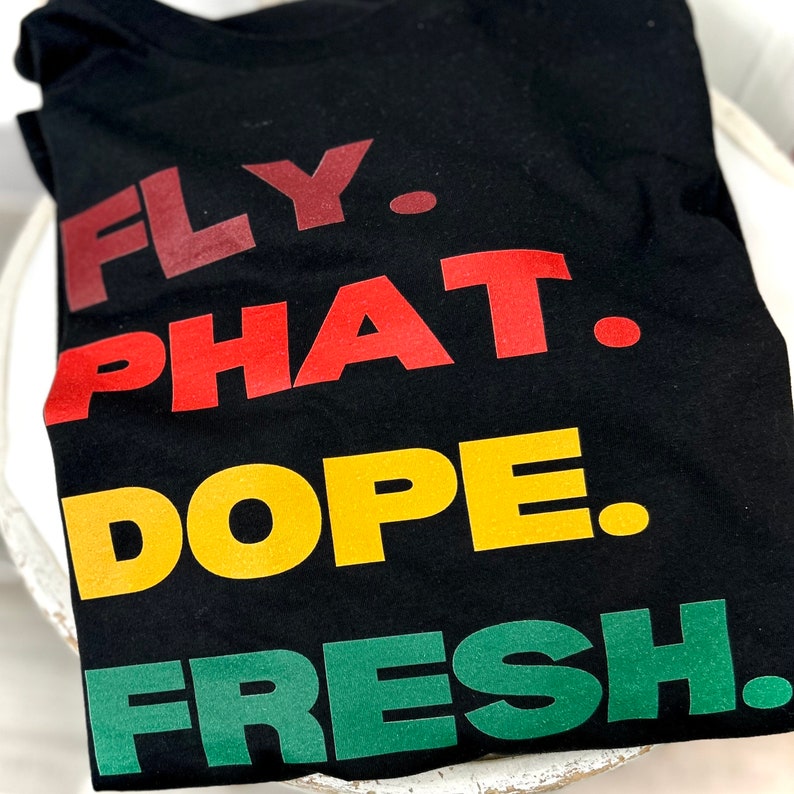 Urban Streetwear Old School Tshirt 90s Hip Hop Tee Hip Hop Lover Gift Rap Shirt Graphic Tee DJ Gift Fly Dope Fresh Phat TShirt image 2