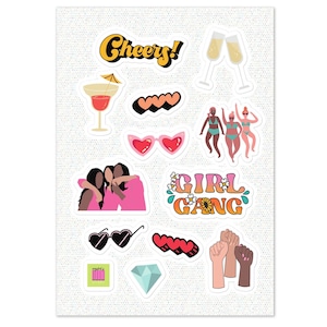 Bachelorette Stickers Funny Stickers for Bachelorette Party Girl Gang Party Favors Bride Tribe Stickers Bridal Party Sticker Sheet Girl Gang Sheet