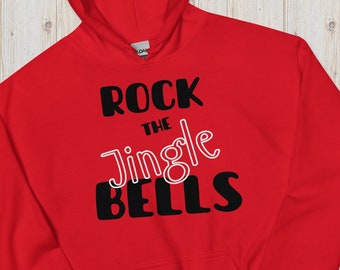 Ugly Christmas Sweater | Rock the Jingle Bells Hoodie Hip Hop Christmas Sweatshirt Unisex Hoodie Green Hoodie Red Hoodie Christmas Bells