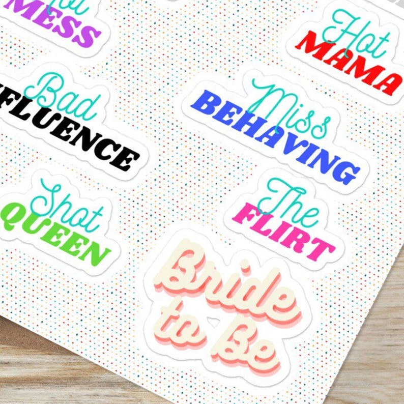 Bachelorette Stickers Funny Stickers for Bachelorette Party Girl Gang Party Favors Bride Tribe Stickers Bridal Party Sticker Sheet image 1