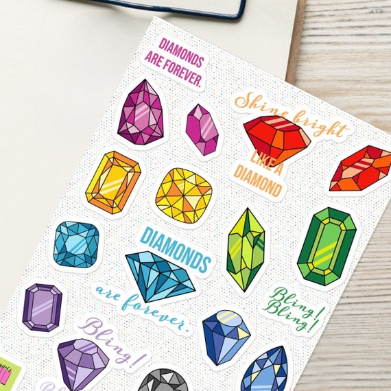 Diamonds Are Forever Sticker Sheet Diamond Planner Stickers Gem  Scrapbooking Sticker Pack Rap Lyric Stickers Hip Hop Decal Bling 