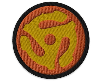 45rpm Adapter Patch: Embroidered Vinyl Record Applique