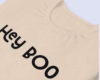 Hey Boo Halloween T-Shirt: Minimalist Party Costume Shirt