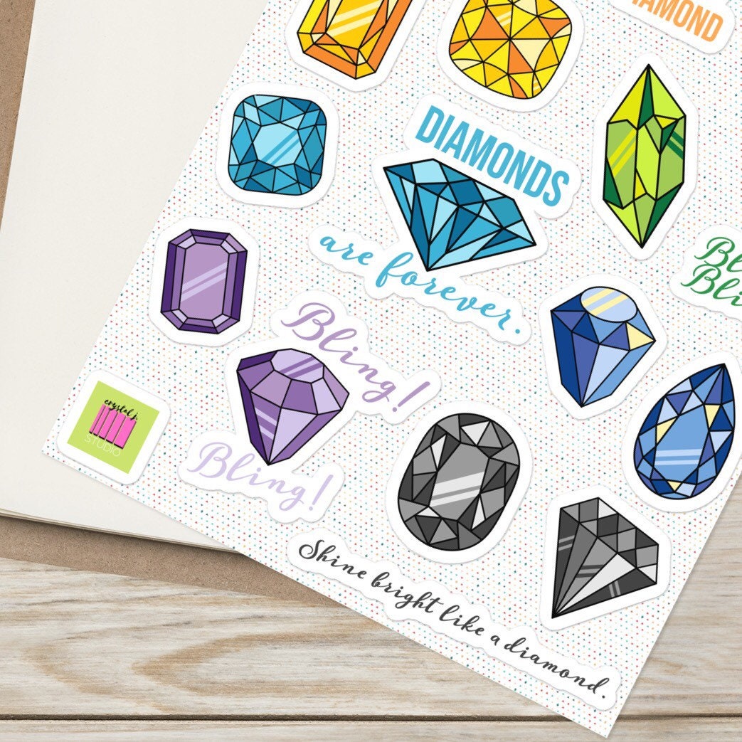 Diamonds Are Forever Sticker Sheet Diamond Planner Stickers Gem  Scrapbooking Sticker Pack Rap Lyric Stickers Hip Hop Decal Bling 