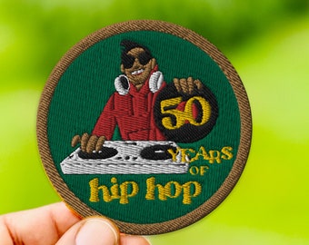 50 Years of Hip Hop Patch | Embroidered Patch Iron On Patch Rap Hip Hop Accessories Hip Hop 50th Anniversary DJ Gift Hip Hop Fashion