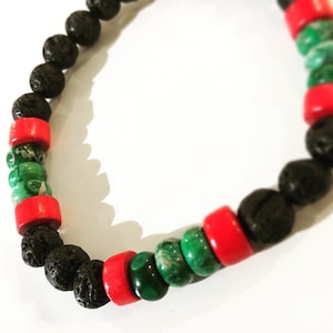 Pan African Bracelet | Red Black and Green Bead Bracelet | Unisex Africa Jewelry | Pan African Flag Gift | Afrocentric Gift | UNIA Bracelet