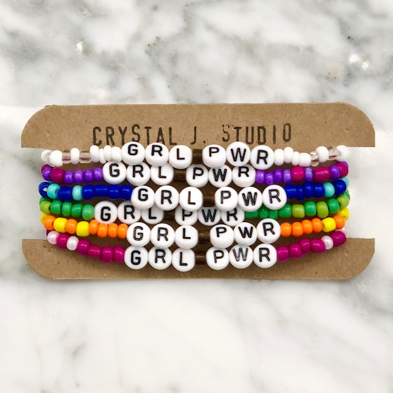 Girl Power Bracelet | Girls Weekend Gifts | Bachelorette Bracelet Bundle | Girl Gang Jewelry | Girls Trip Party Favors | Ombre Bead Bracelet