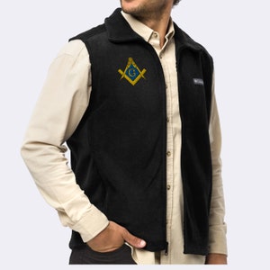 Masonic Vest Personalized Columbia Fleece Vest Mason Gift Embroidered Fleece Outerwear with Embroidery Masonic Apparel Jacket Masonic Patch image 7