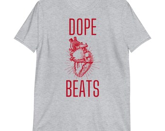 Dope Beats Anatomical Heart Shirt | Valentine’s Day Heart T Shirt | DJ Gift | Hip Hop T Shirt | Short-Sleeve Unisex T-Shirt | Heart Dr. Gift
