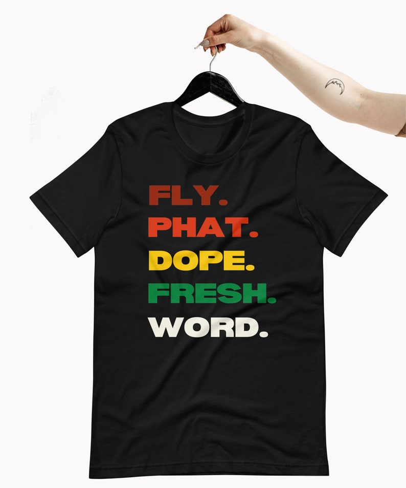 Urban Streetwear Old School Tshirt 90s Hip Hop Tee Hip Hop Lover Gift Rap Shirt Graphic Tee DJ Gift Fly Dope Fresh Phat TShirt image 1