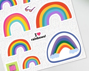 Rainbow Sticker Sheet | Rainbow Sticker Pack | Cute Rainbow Decals | I Love Rainbows Sticker Pack | Positive Stickers | Rainbow Gift Tags