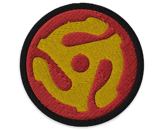 Embroidered 45 Adapter Patch: Retro Music Lover Gift