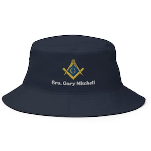 Masonic Hat | Mason Bucket Hat Masonic Gift Embroidered Hat Mason Embroidery Masonic Apparel Personalized Prince Hall Mason Lodge Gift