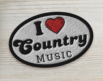 I Love Country Music Patch | Country Music Patch Iron On Patch Country Music Collectors Memorabilia Country Musician Gift Banjo Player Gift