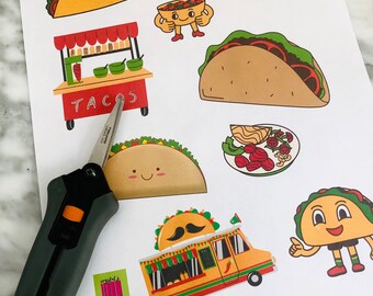 Taco Printable Stickers | Digital Download for Taco Lover | Taco SVG | DIY Sticker Bundle | Foodie Printable | Taco Tuesday Gift | Gift Tags