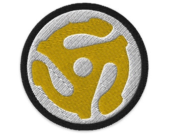 45 Adapter Patch: Old School Music Embroidered Iron-On Patch