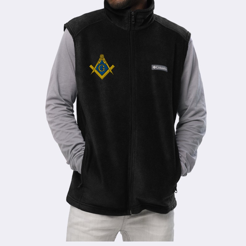 Masonic Vest Personalized Columbia Fleece Vest Mason Gift Embroidered Fleece Outerwear with Embroidery Masonic Apparel Jacket Masonic Patch image 8