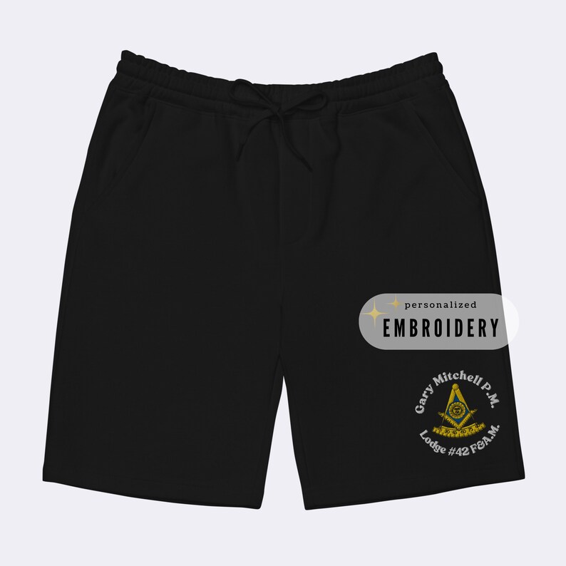 Past Master Mason Shorts Personalized Embroidered Masonic Mens Fleece Shorts Customizable Mason Past Master Gift Masonic Gifts for Men personalize it!