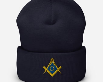 Embroidered Masonic Beanie | Cuffed Mason Skull Cap
