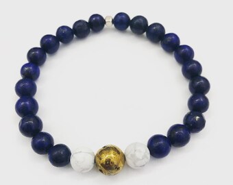 Team Colors Bracelet | Beaded Stretch Bracelet | Gift for LA Rams Football Team Fan | Football Bracelet | Sports Team Jewelry