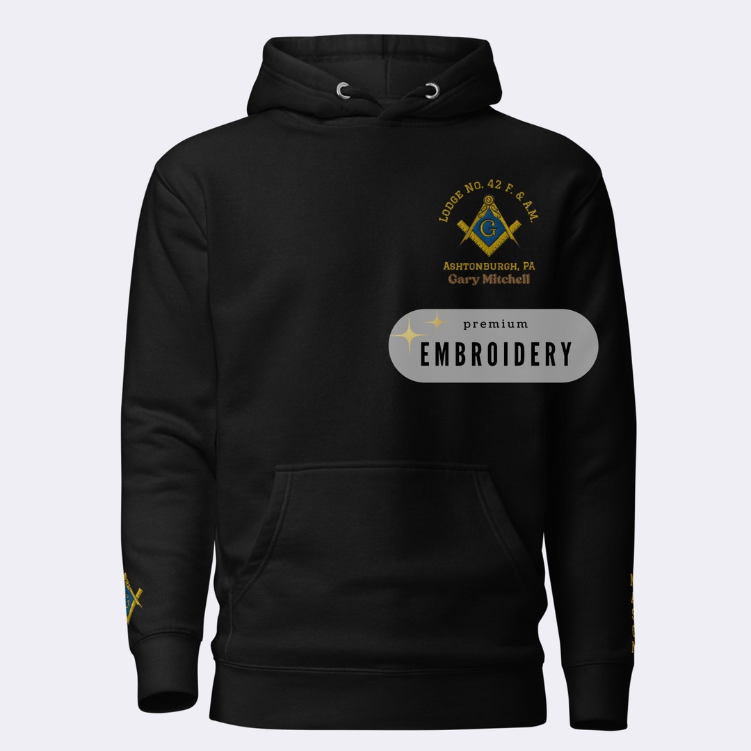 Masonic Hoodie Personalized Freemason Blue Lodge Hoodie Customizable Front Embroidery Premium Embroidered Hoodie Custom Mason Sweatshirt Etsy