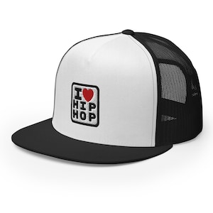 I Love Hip Hop Hat | Trucker Hat for Hip Hop Fans Culture Streetwear Cap DJ Style Embroidered Hat Rap Lover