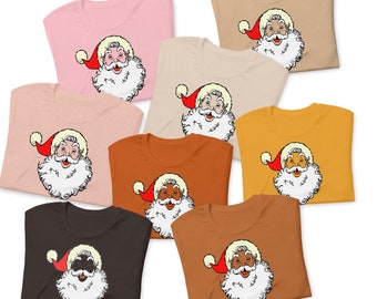 Santa T-shirt | Vintage Santa T Shirt Santa Graphic Shirt Old School Santa TShirt Melanin Shirt