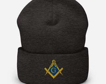 Masonic Gift | Mason Skull Cap Masonic Hat Embroidered Knit Beanie Masonic Apparel Personalized Accessories Cuffed Beanie